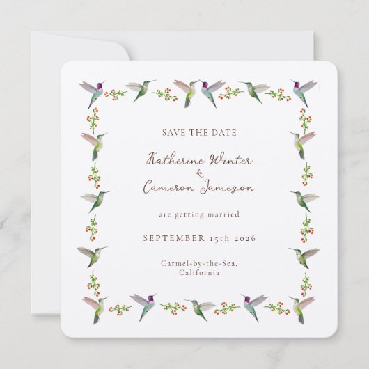 ハチドリのSave the Date カード (正面)