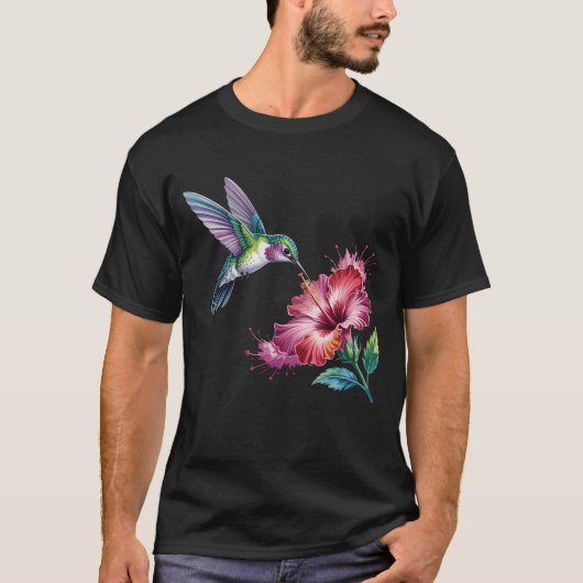ハチドリは花瓶から蜜を吸い取っていた Tシャツ (正面)