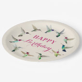 ハチドリハッピーバースデー紙プレート ペーパープレート (アングル)