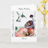 ハチドリハッピーバースデー カード (黄色い花)