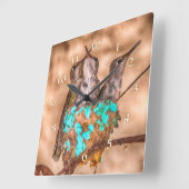 ハチドリベビーが放り出す スクエア壁時計 (傾斜)