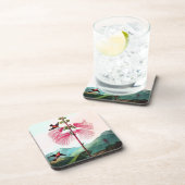 ハチドリミモザの木の花鳥ヴィンテージ コースター (右側)