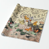 ハチドリレース及び花包紙 ラッピングペーパー (アンロールド)