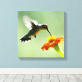 ハチドリ包まれたドリと花のキャンバスプリント キャンバスプリント (インサイチュ (ウッドフロア))