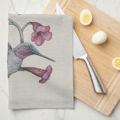 ハチドリ及びつる植物 キッチンタオル (四つ折り)