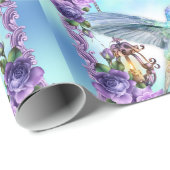 ハチドリ及びバラの光沢のある包装紙、30" x 6' ラッピングペーパー (ロールコーナー)