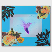 ハチドリ及び花束紙 ラッピングペーパー (フラット)