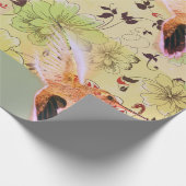 ハチドリ及び花束紙 ラッピングペーパー (角)