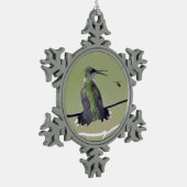 ハチドリ及び蜂蜜の蜂 スノーフレークピューターオーナメント (左)