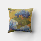 ハチドリ及び青いアジサイの装飾用クッション クッション (裏面)