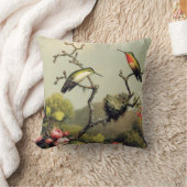 ハチドリ家族およびAppleの花の枕 クッション (ブランケット)