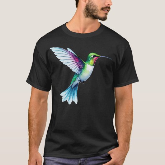 ハチドリ愛好家のための水彩画 Tシャツ (正面)