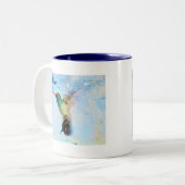 ハチドリ水彩画パーソナライズされた像 ツートーンマグカップ (正面左)