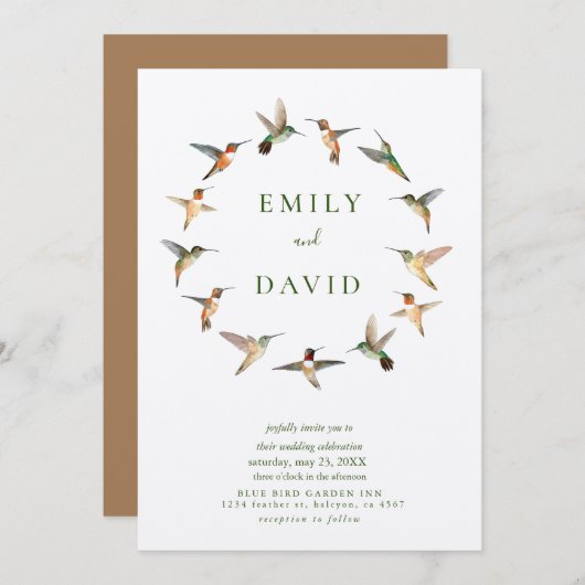 ハチドリ結婚ドリの 招待状 (正面/裏面)