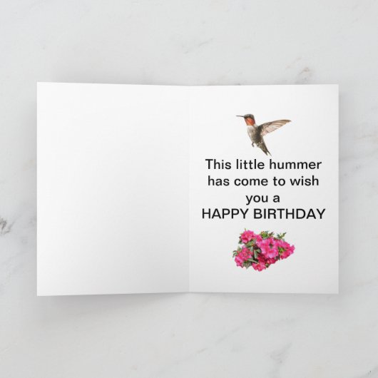 ハチドリ誕生日 カード (内部)