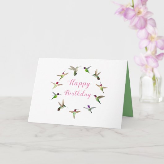 ハチドリ誕生日 カード (蘭)