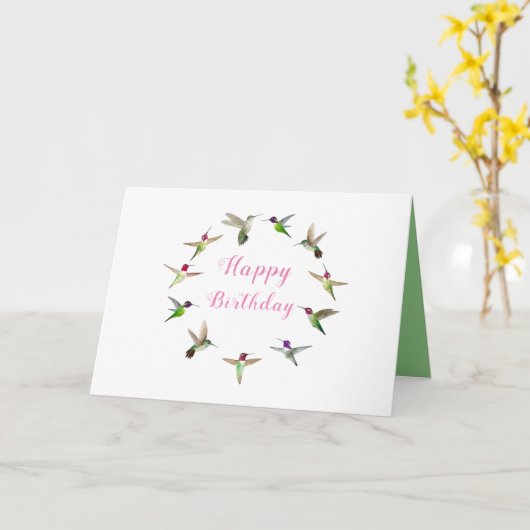 ハチドリ誕生日 カード (黄色い花)