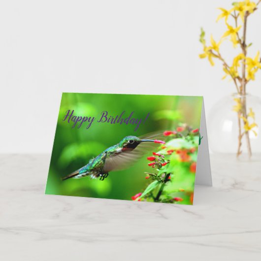 ハチドリ誕生日 カード (黄色い花)