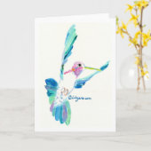ハチドリ飛行ファインアートの絵画カード カード (黄色い花)