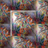 ハチドリ飛行柔らかいパステルの芸術 ファブリック (タイル)