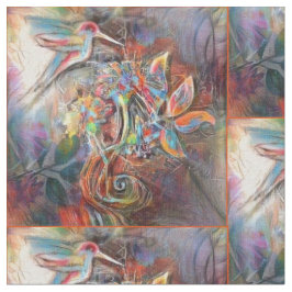 ハチドリ飛行柔らかいパステルの芸術 ファブリック