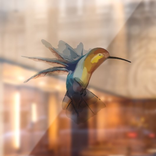 ハチドリ鳥のステンドグラス窓が貼り付く ウィンドウサイン (シート2)
