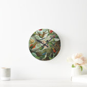 ハチドリ鳥の野生生物絵画クラシック ラウンド壁時計 (ホーム)