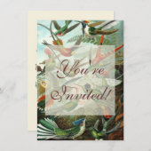 ハチドリ鳥の野生生物絵画クラシック 招待状 (正面/裏面)