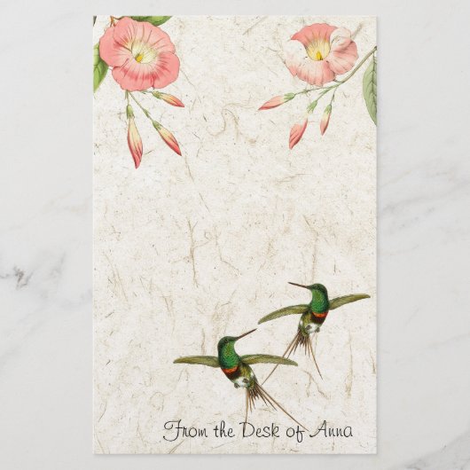 ハチドリ鳥フローラ動物文房具 便箋 (正面)