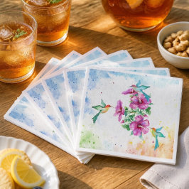 ハチドリ3羽の水彩コックテール用ナプキン スタンダードカクテルナプキン
