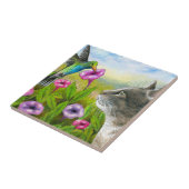 ハチドリ591付きの猫 タイル (側面)