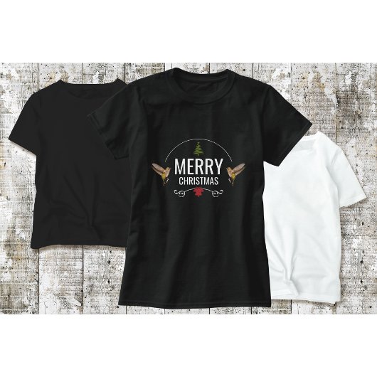 ハチドリ クリスマス Tシャツ ブラック