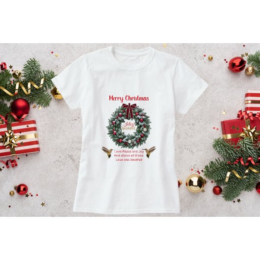 ハチドリ クリスマスTシャツ-愛しあおう Tシャツ