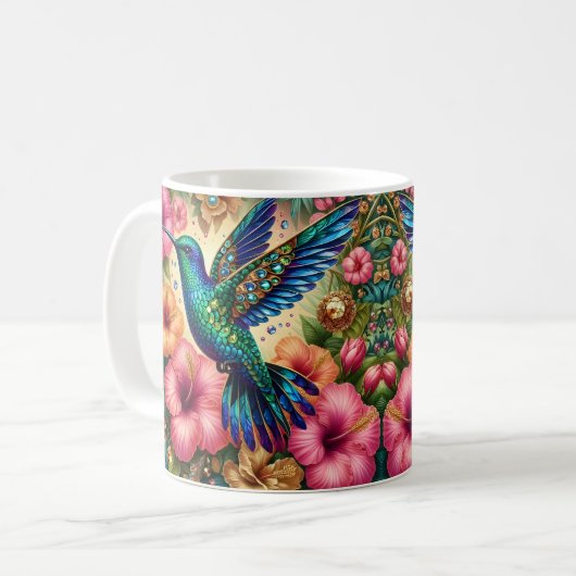 ハチドリ ハイビスカスの花 コーヒーマグカップ (正面左)
