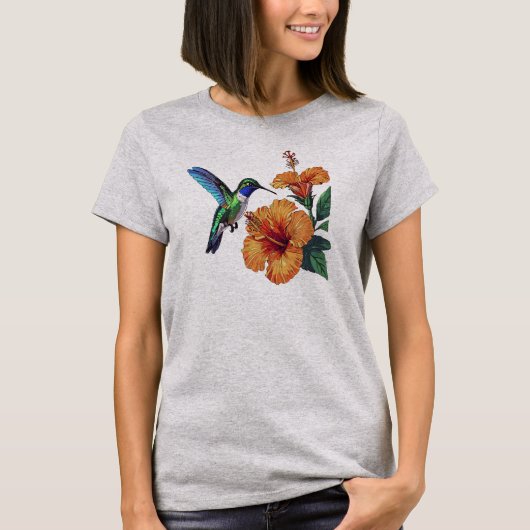 ハチドリ ハイビスカス Tシャツ (正面)