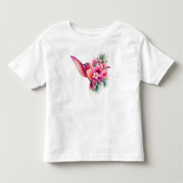 ハチドリ フランジパニ PNG 水彩鳥デザイン トドラーTシャツ