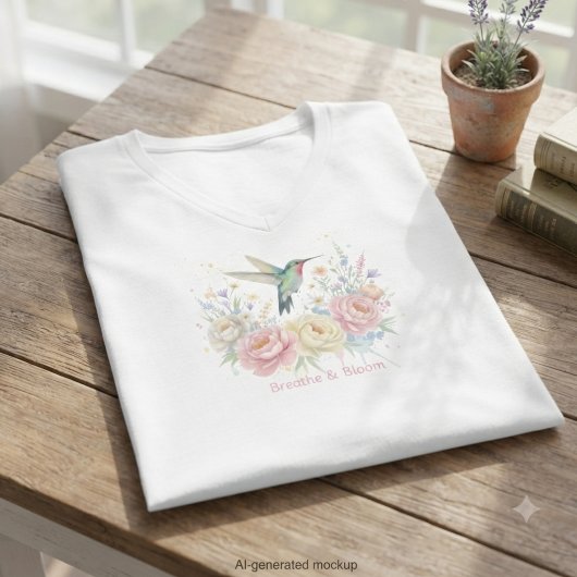 ハチドリ フローラル – お母さんへの母の日ギフト Tシャツ