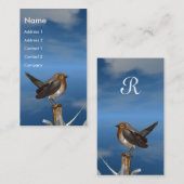 ハチドリ/ロビンレッド胸モノグラム 名刺 (正面/裏面)