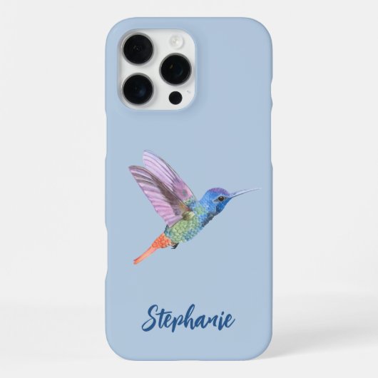 ハチドリ 鳥 青 iPhoneケース (裏面)