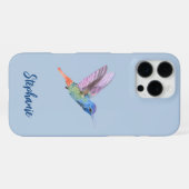 ハチドリ 鳥 青 iPhoneケース (裏面横)