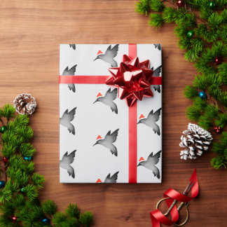 ハチドリ 黒い影 サンタ クリスマス ホリデー ラッピングペーパー