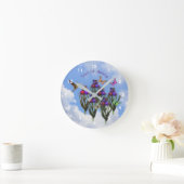 ハチバエ虹彩パーソナライズされた花 ラウンド壁時計 (ホーム)