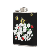 ハチバチの花の白い黒のアートby LeahG フラスク (左)