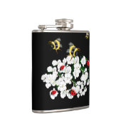 ハチバチの花の白い黒のアートby LeahG フラスク (右)