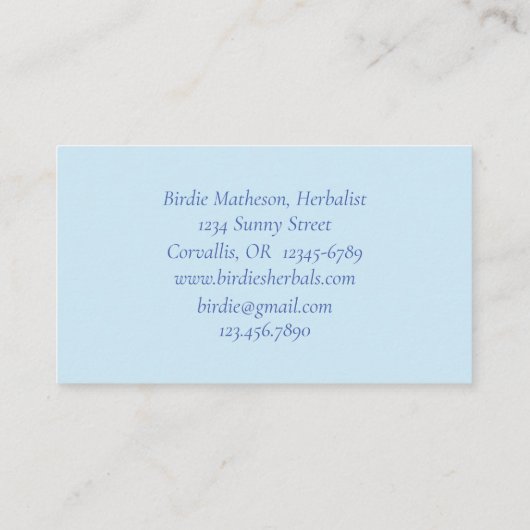 ハチバードピンクペチュニアフラワーハーバーリスト 名刺 (裏面)