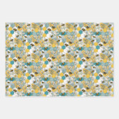 ハチフローラ包装紙フラットシートセット3 ラッピングペーパーシート (正面3)