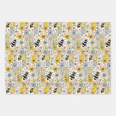 ハチフローラ包装紙フラットシートセット3 ラッピングペーパーシート (正面)