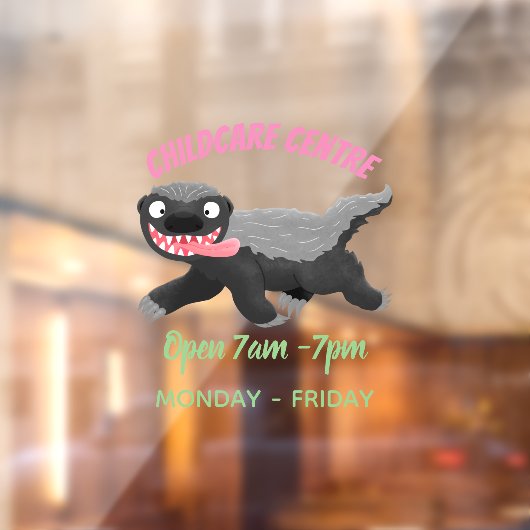 ハチミツおもしろいバジャー漫画イラストレーション ウィンドウサイン (シート2)