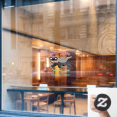 ハチミツおもしろいバジャー漫画イラストレーション ウィンドウサイン (カフェ窓)