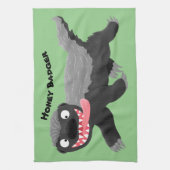 ハチミツおもしろいバジャー漫画イラストレーション キッチンタオル (縦)